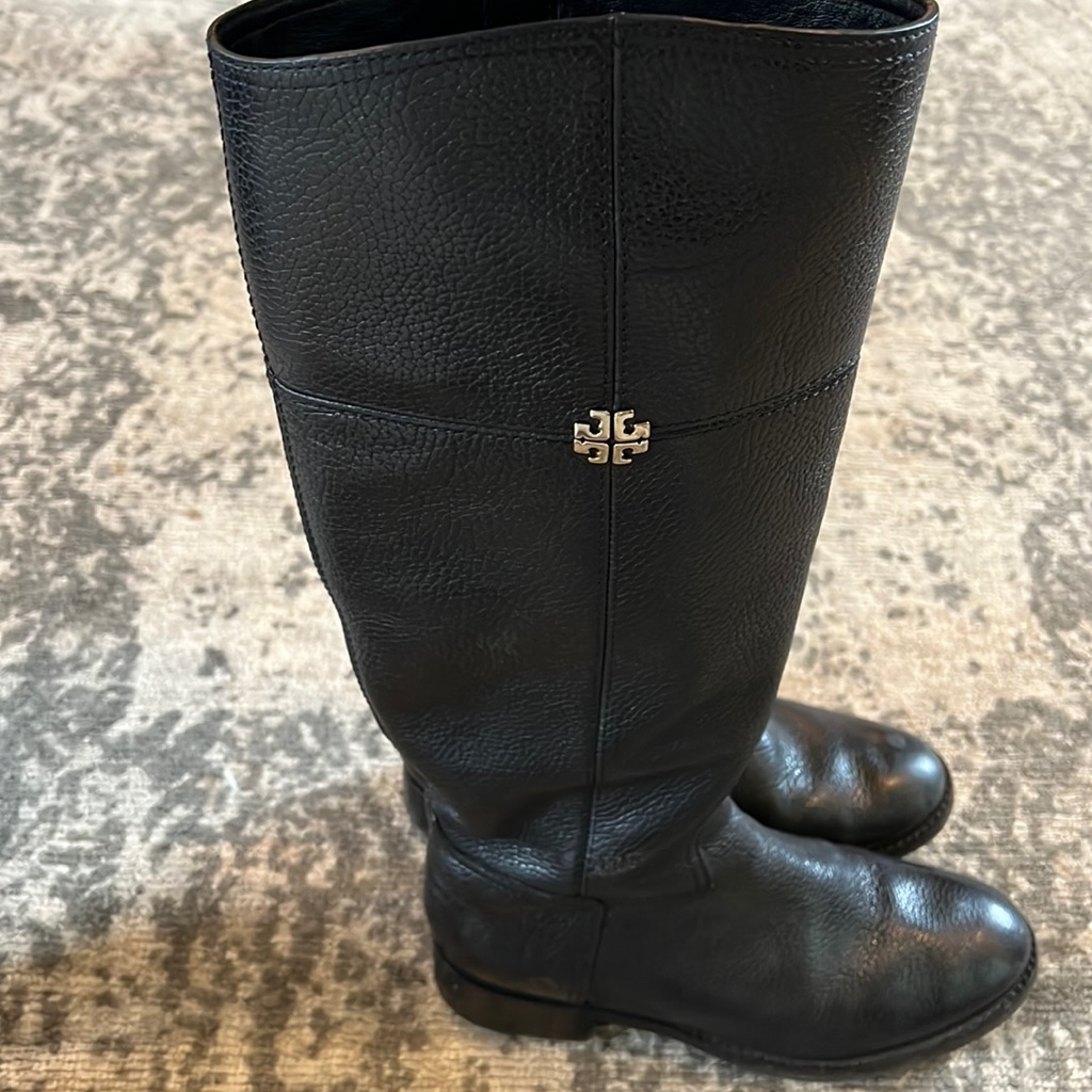 Tory Burch Black Riding Boots, Women’s Size 7